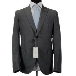 Eleventy Platinum Sport Coat Blazer Mens 44R Zenga Amezing Wool Gray Hand Stitch